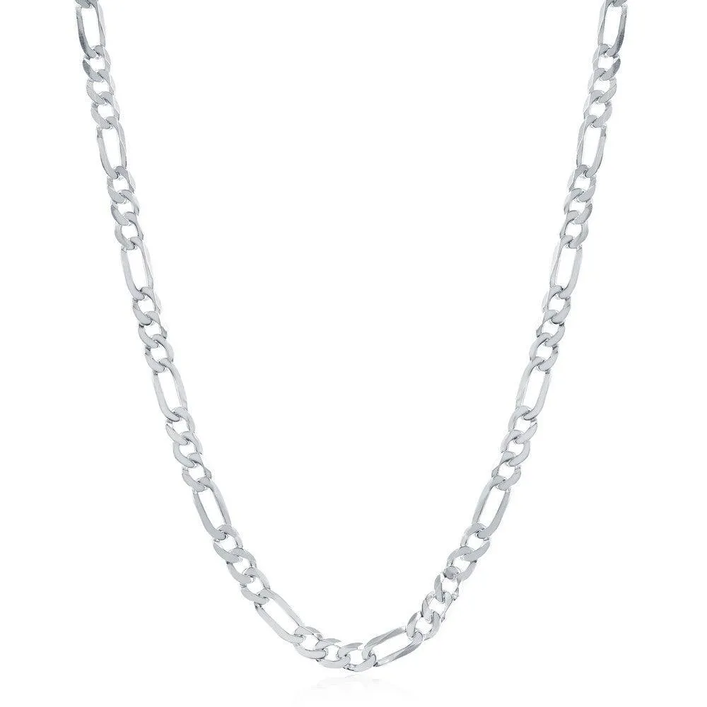 Classic Jewelry Sterling Silver Rhodium Plated 4.2mm Figaro Chain, 24"