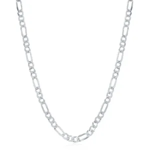 Classic Jewelry Sterling Silver Rhodium Plated 4.2mm Figaro Chain, 24"