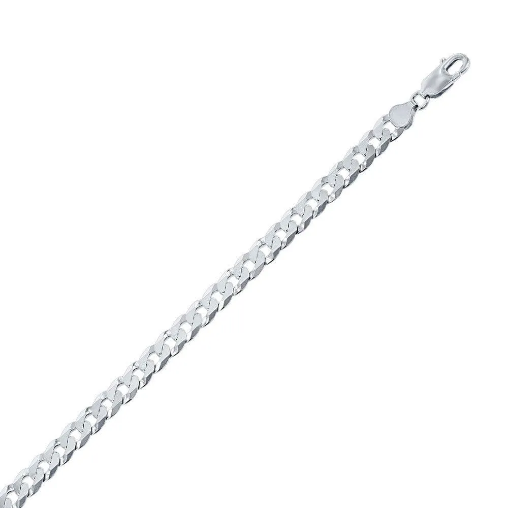 Classic Jewelry Sterling Silver Rhodium Plated 6.25mm Cuban Chain, 24"