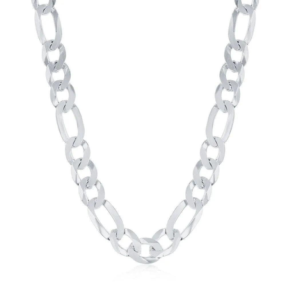 Classic Jewelry Sterling Silver Rhodium Plated 7.5mm Figaro Chain, 8