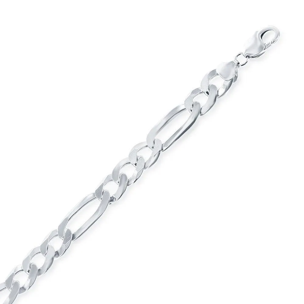Classic Jewelry Sterling Silver Rhodium Plated 7.5mm Figaro Chain, 8