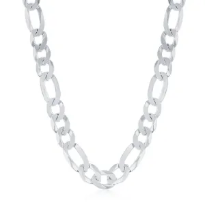 Classic Jewelry Sterling Silver Rhodium Plated 7.5mm Figaro Chain, 8