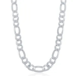 Classic Jewelry Sterling Silver Rhodium Plated 8.6mm Figaro Chain, 24"
