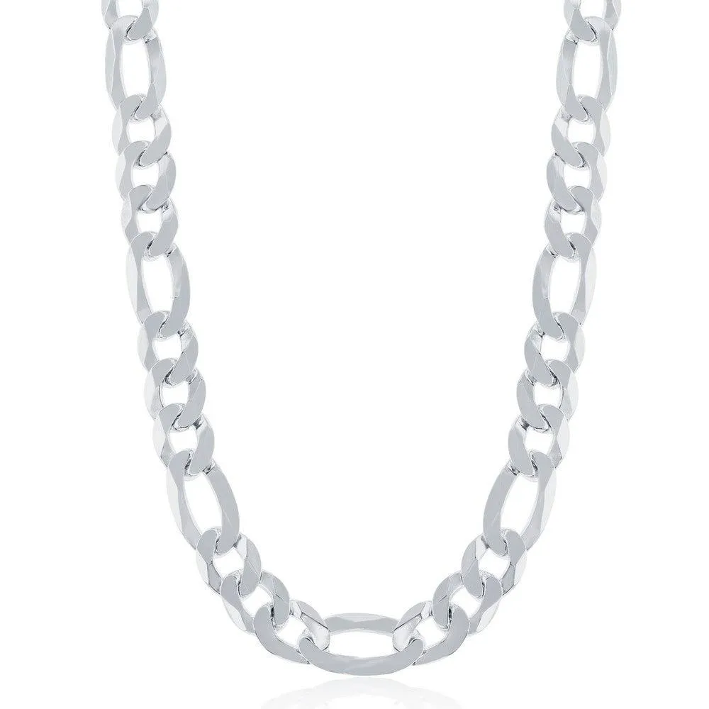Classic Jewelry Sterling Silver Rhodium Plated 8.6mm Figaro Chain, 24"