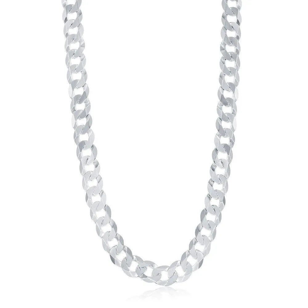 Classic Jewelry Sterling Silver Rhodium Plated 9.2mm Cuban Chain, 24