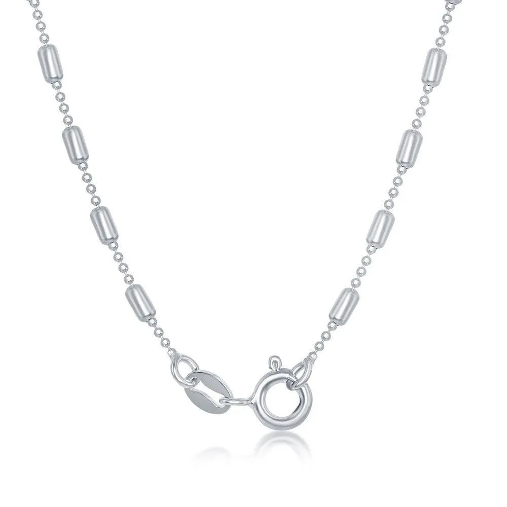 Classic Jewelry Sterling Silver Rhodium Plated Long Bead Chain, 20"