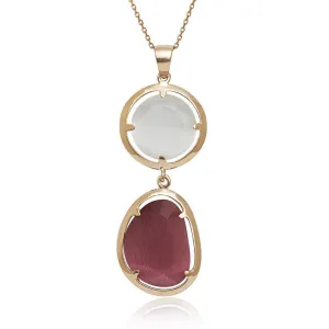 Classic Jewelry Sterling Silver Rose and White Cat's Eye Necklace