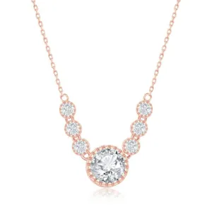 Classic Jewelry Sterling Silver Rose Gold Plated Round CZ Necklace