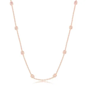 Classic Jewelry Sterling Silver Rose GP Grid Square Beaded Chain, 16"