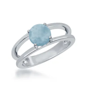 Classic Jewelry Sterling Silver Round Pronged Larimar Ring, Size 9