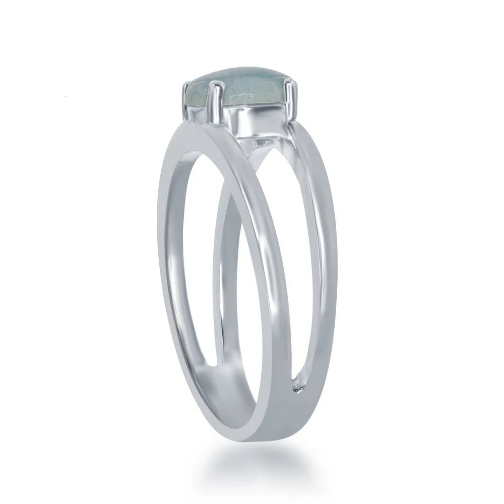 Classic Jewelry Sterling Silver Round Pronged Larimar Ring, Size 9