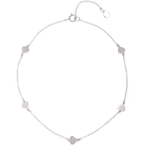 Classic Jewelry Sterling Silver Shiny Flat Heart Anklet