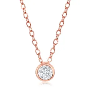 Classic Jewelry Sterling Silver Single Bezel-Set Cubic Zirconia Necklace