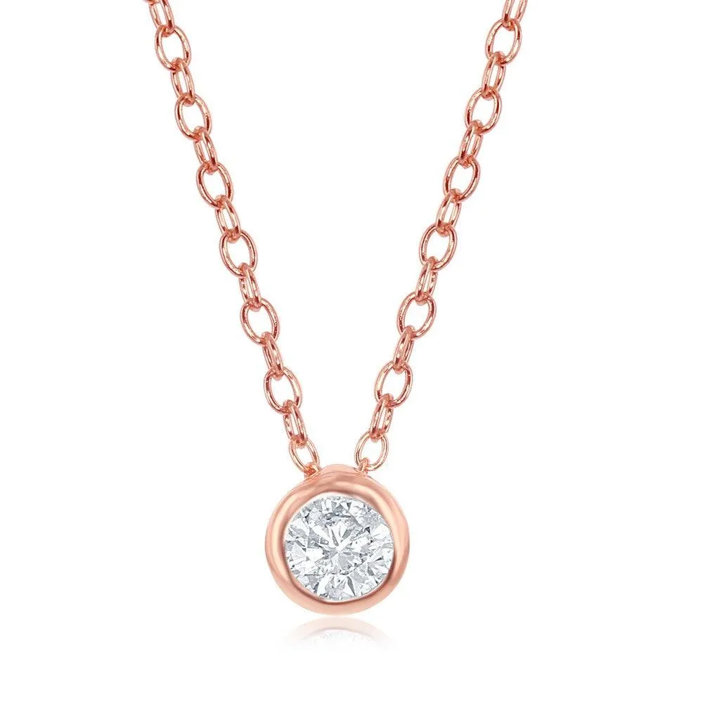 Classic Jewelry Sterling Silver Single Bezel-Set Cubic Zirconia Necklace