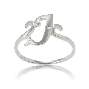 Classic Jewelry Sterling Silver Single CZ "J" Ring - W-9479