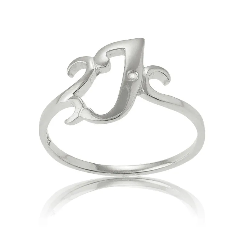 Classic Jewelry Sterling Silver Single CZ "J" Ring - W-9479