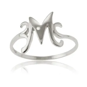 Classic Jewelry Sterling Silver Single CZ "M" Ring - W-9482