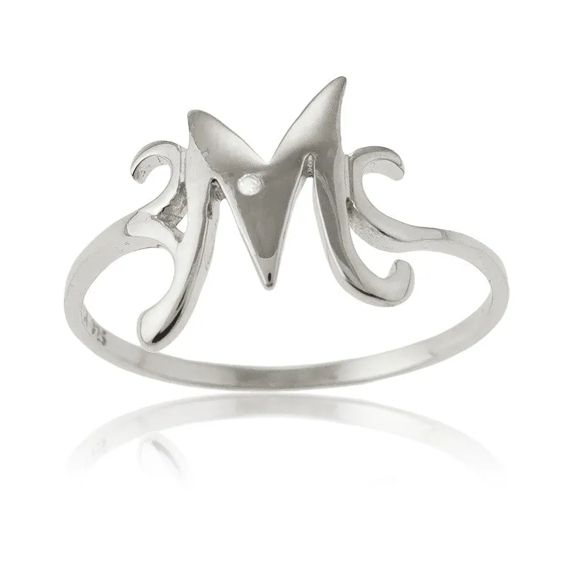 Classic Jewelry Sterling Silver Single CZ "M" Ring - W-9482