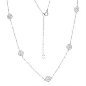 Classic Jewelry Sterling Silver Small Cubic Zirconia Discs Necklace