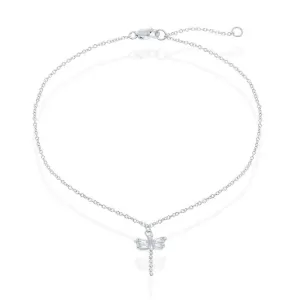 Classic Jewelry Sterling Silver Small Dragonfly Anklet