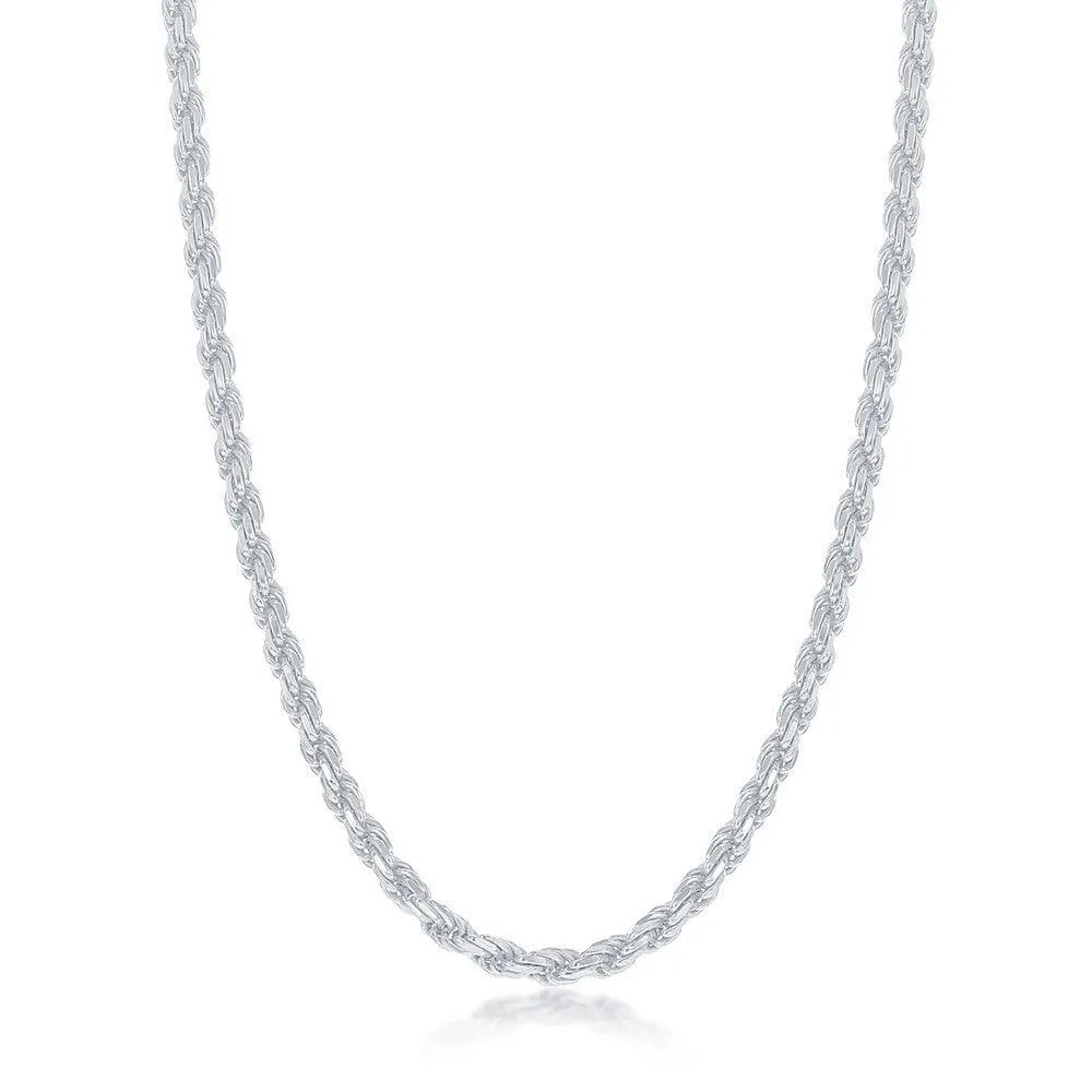 Classic Jewelry Sterling Silver Solid Diamond-Cut 3mm Rope Chain, 22"