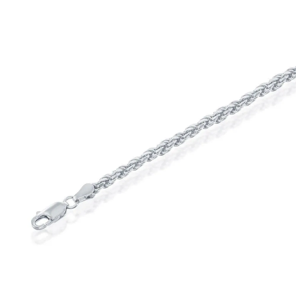 Classic Jewelry Sterling Silver Solid Diamond-Cut 3mm Rope Chain, 22"
