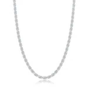 Classic Jewelry Sterling Silver Solid Diamond-Cut 3mm Rope Chain, 22"
