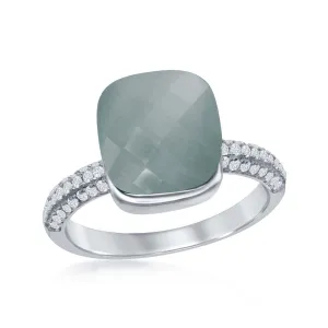 Classic Jewelry Sterling Silver Square Blue Cat's Eye Ring - W-1884