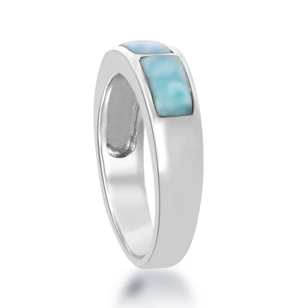 Classic Jewelry Sterling Silver Triple Larimar Ring, Size 9