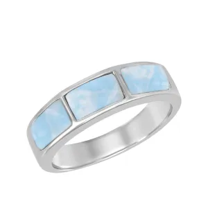 Classic Jewelry Sterling Silver Triple Larimar Ring, Size 9