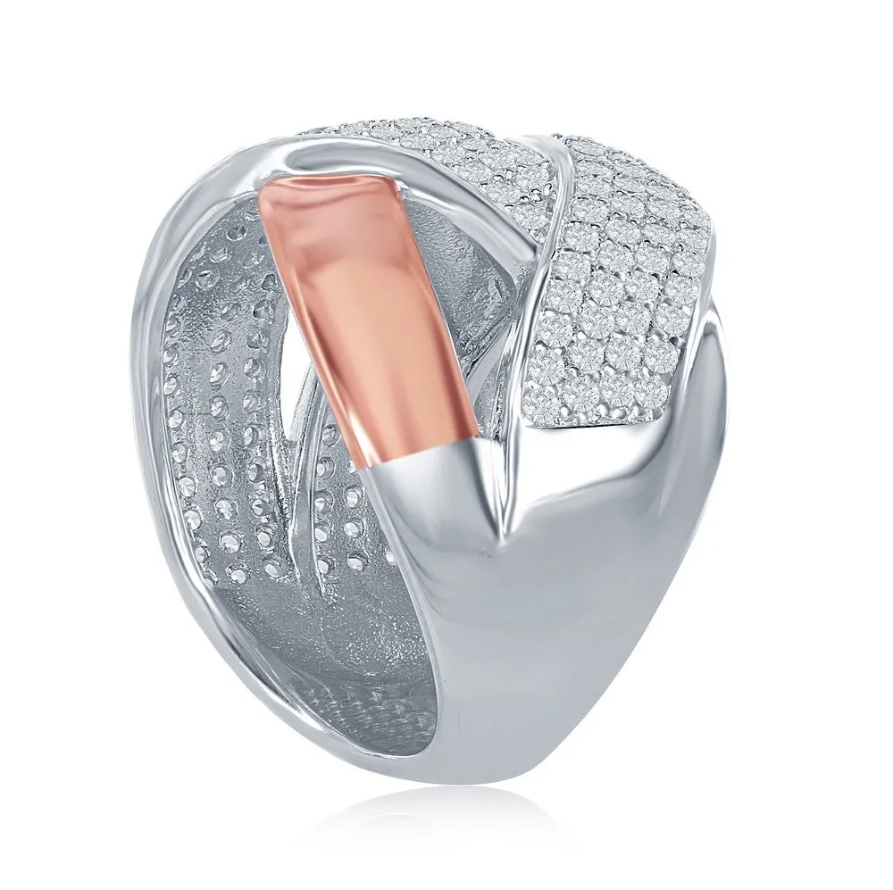 Classic Jewelry Sterling Silver Two-Tone Overlapping Ring - W-1866