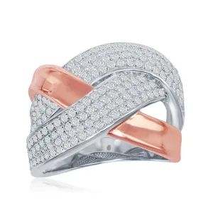 Classic Jewelry Sterling Silver Two-Tone Overlapping Ring - W-1866