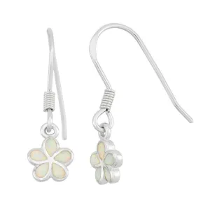 Classic Jewelry Sterling Silver White Inlay Opal Flower Earrings