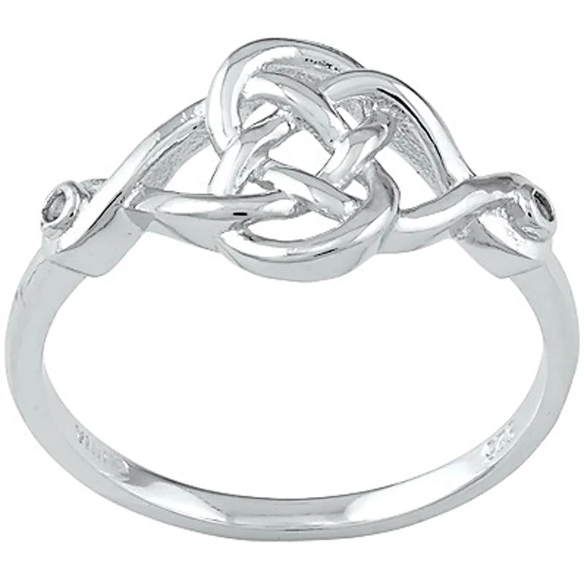 Classic Jewelry Sterling Silver White Topaz Interlocking Design Ring - W-9699