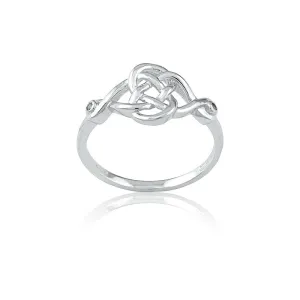 Classic Jewelry Sterling Silver White Topaz Interlocking Design Ring - W-9699