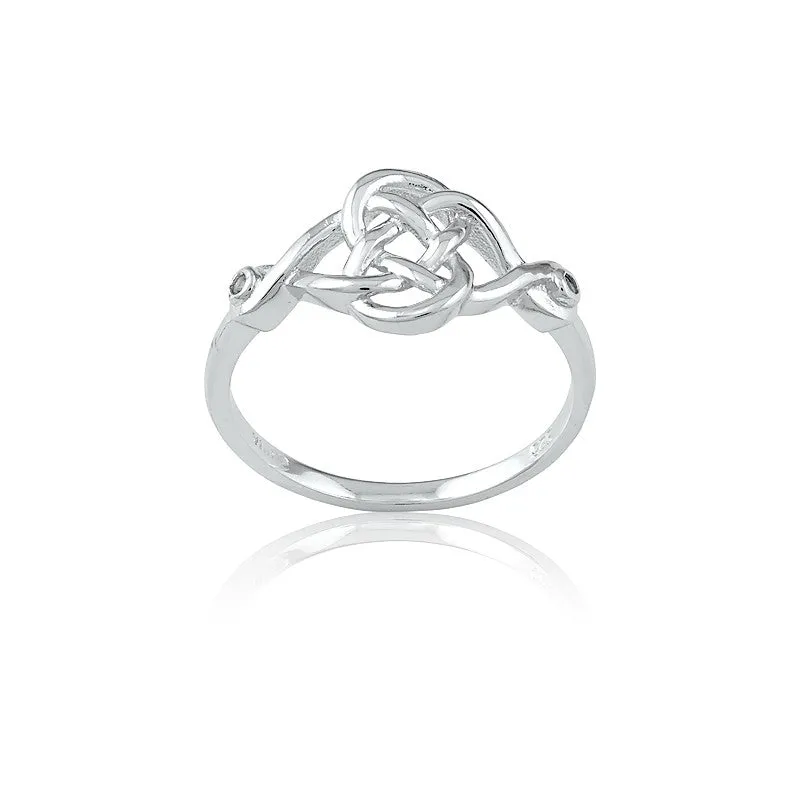 Classic Jewelry Sterling Silver White Topaz Interlocking Design Ring - W-9699