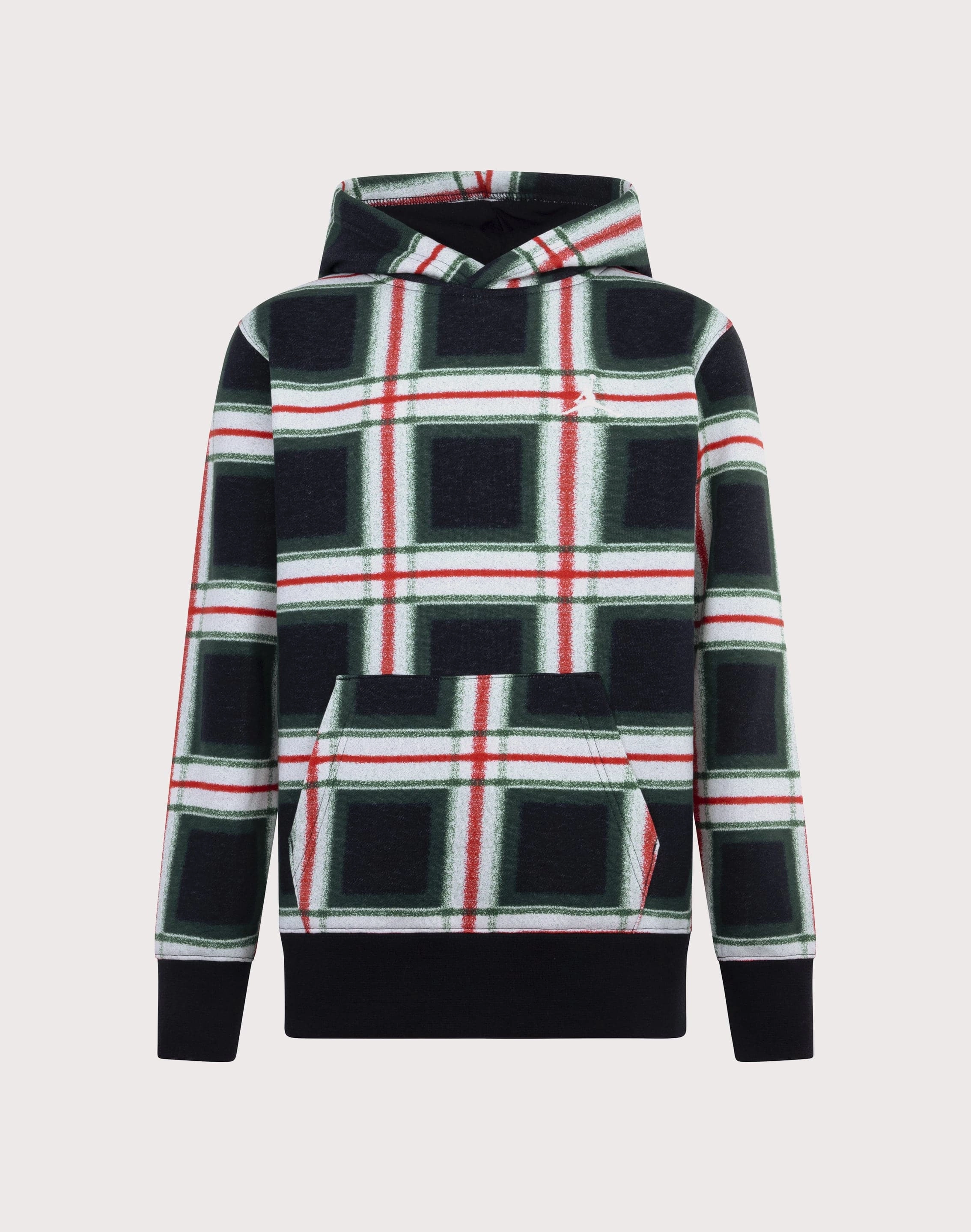 Jordan Plaid Big Boys' Black Hoodie Patterned fashion (floral, stripes, etc.) High - end fashion