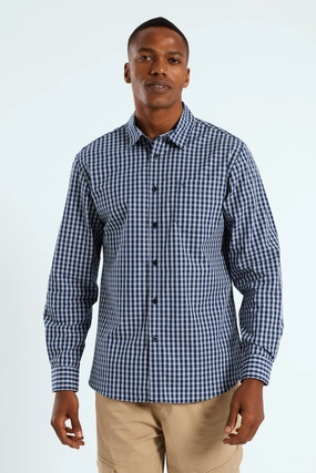 Classic fashion pieces Long Sleeve Check Shirt - Navy/White Clothing prices