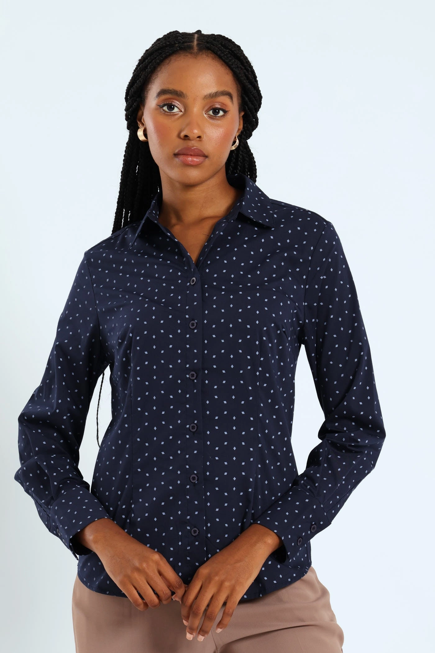 Classic Formal Geo Shirt - Navy/Blue Fashion sizes Wardrobe staples