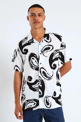 Clearance fashion Circual Print Viscose Shirt - Ecru Fashionable goods