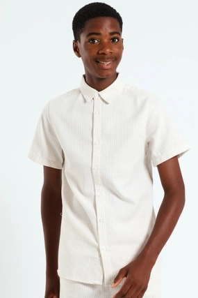 Clothing assortments Boys Linen Textured Shirt - Cream Vintage - inspired fashion