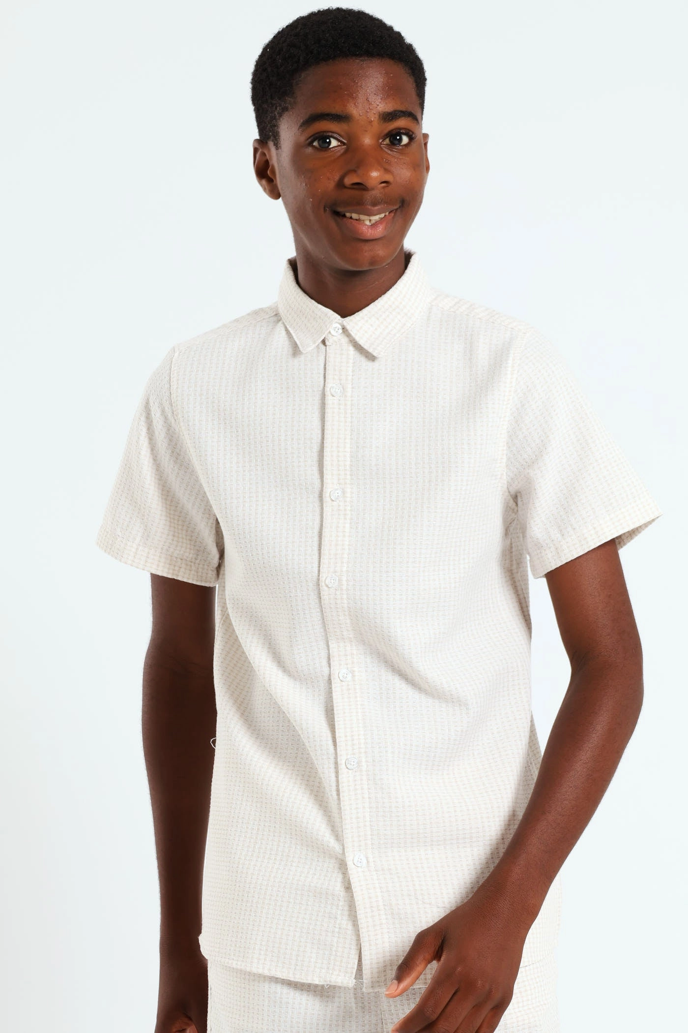 Designer fashion items Boys Linen Textured Shirt - Cream Fashion swaps