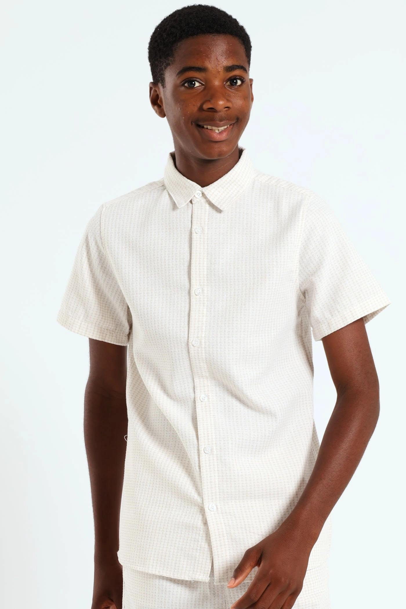 Fashion labels Boys Linen Textured Shirt - Cream Fashion trends