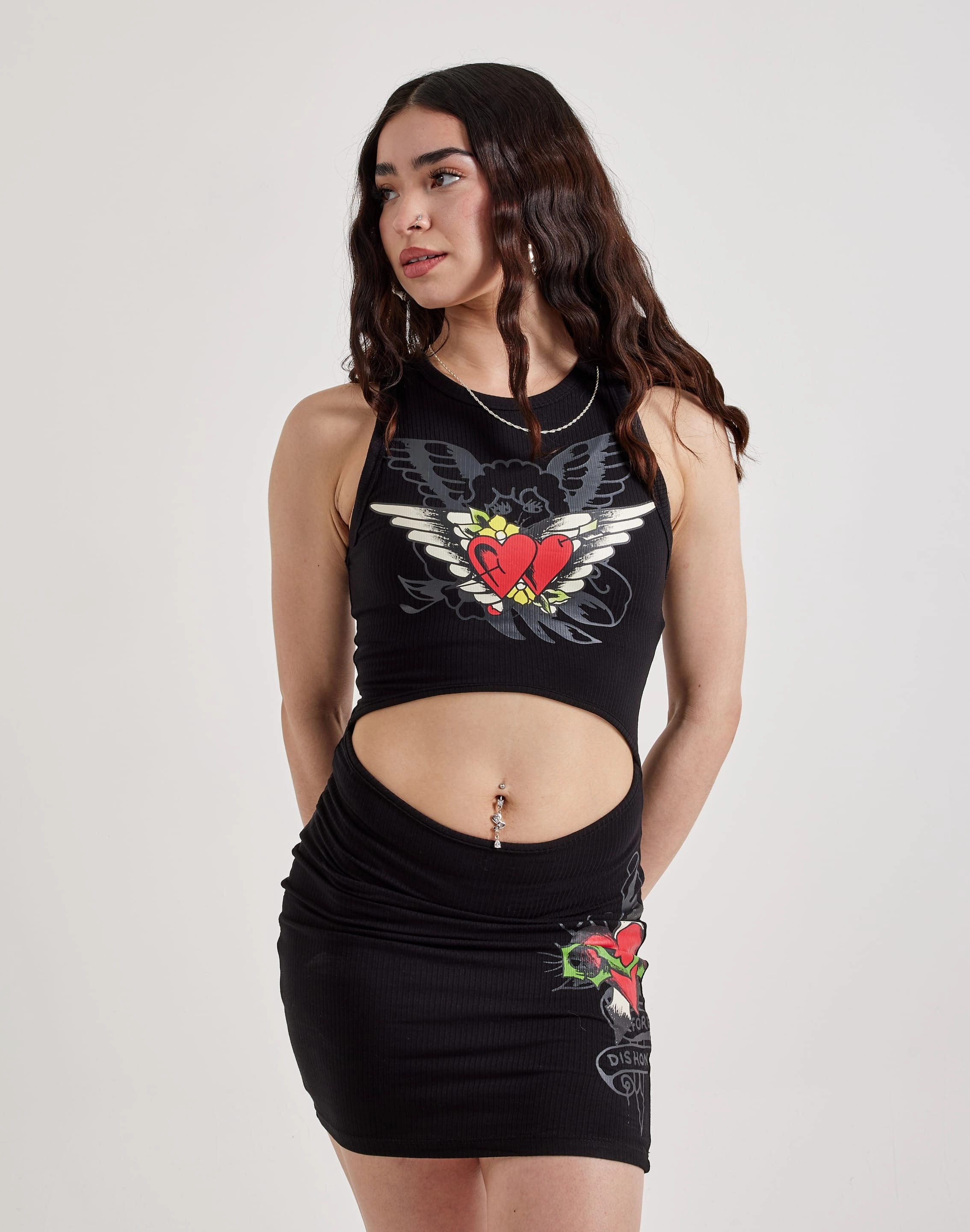 Clothing prices Ed Hardy Heart Wings Cut-Out Tank Dress Nylon - included fashion