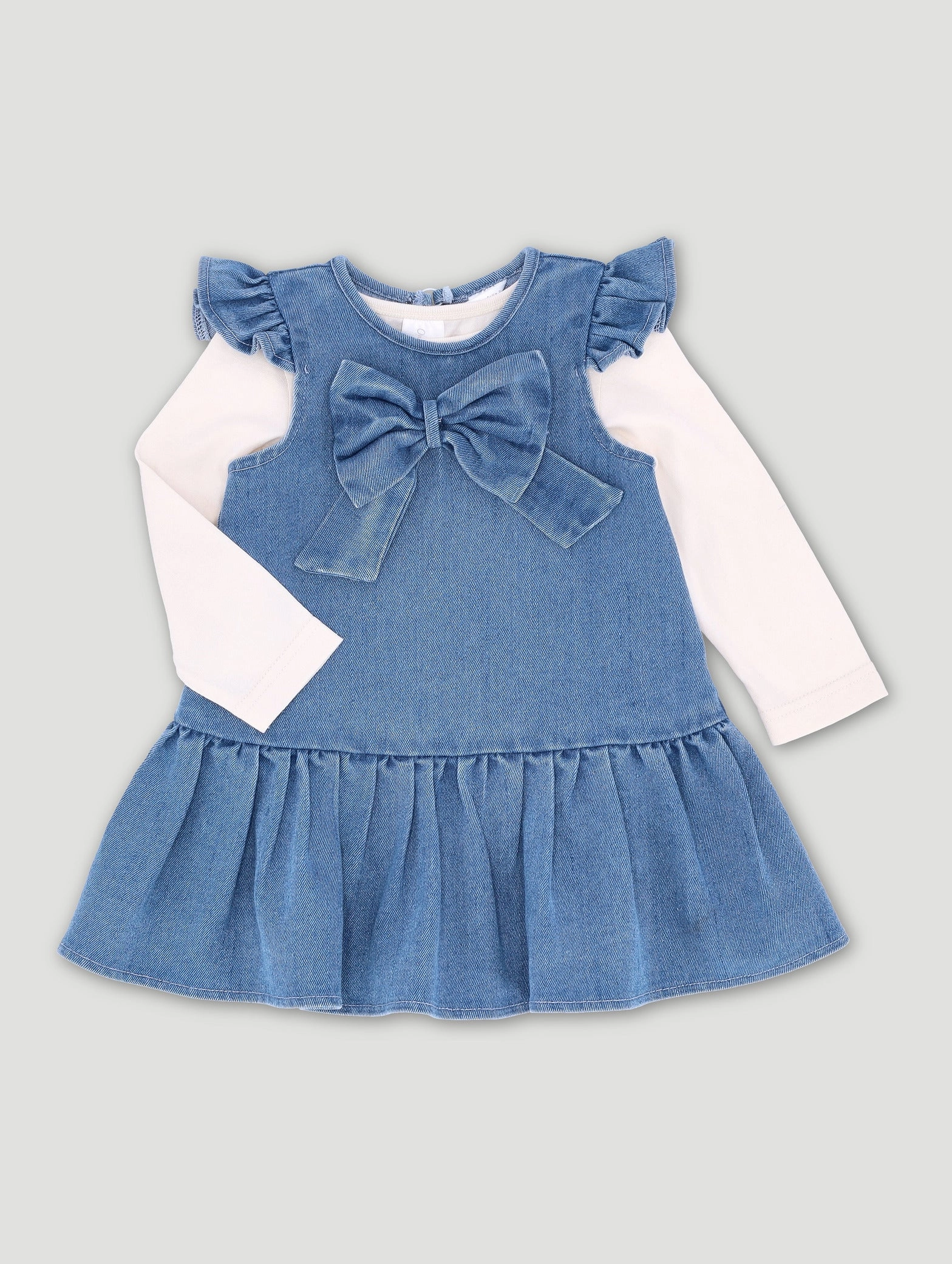 Clothing types Baby Girls Denim Pinnie Dress With Tee - Mid Denim Outerwear options