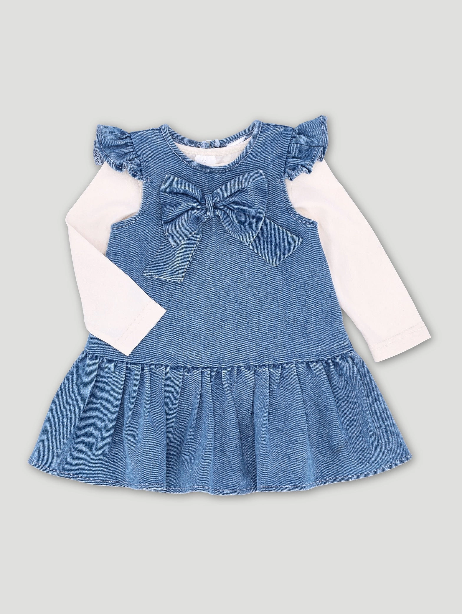 Baby Girls Denim Pinnie Dress With Tee - Mid Denim Fashion for all body types Fashion lookbook