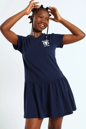 Clothing types Girls Embroidered Badge Tiered Dress - Navy/Blue Fashion photography