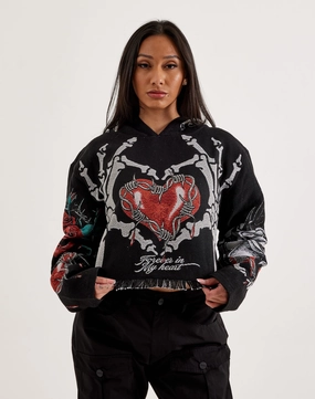 Clothing types Majestik Skeleton Tapestry Cropped Hoodie Fashion sizes
