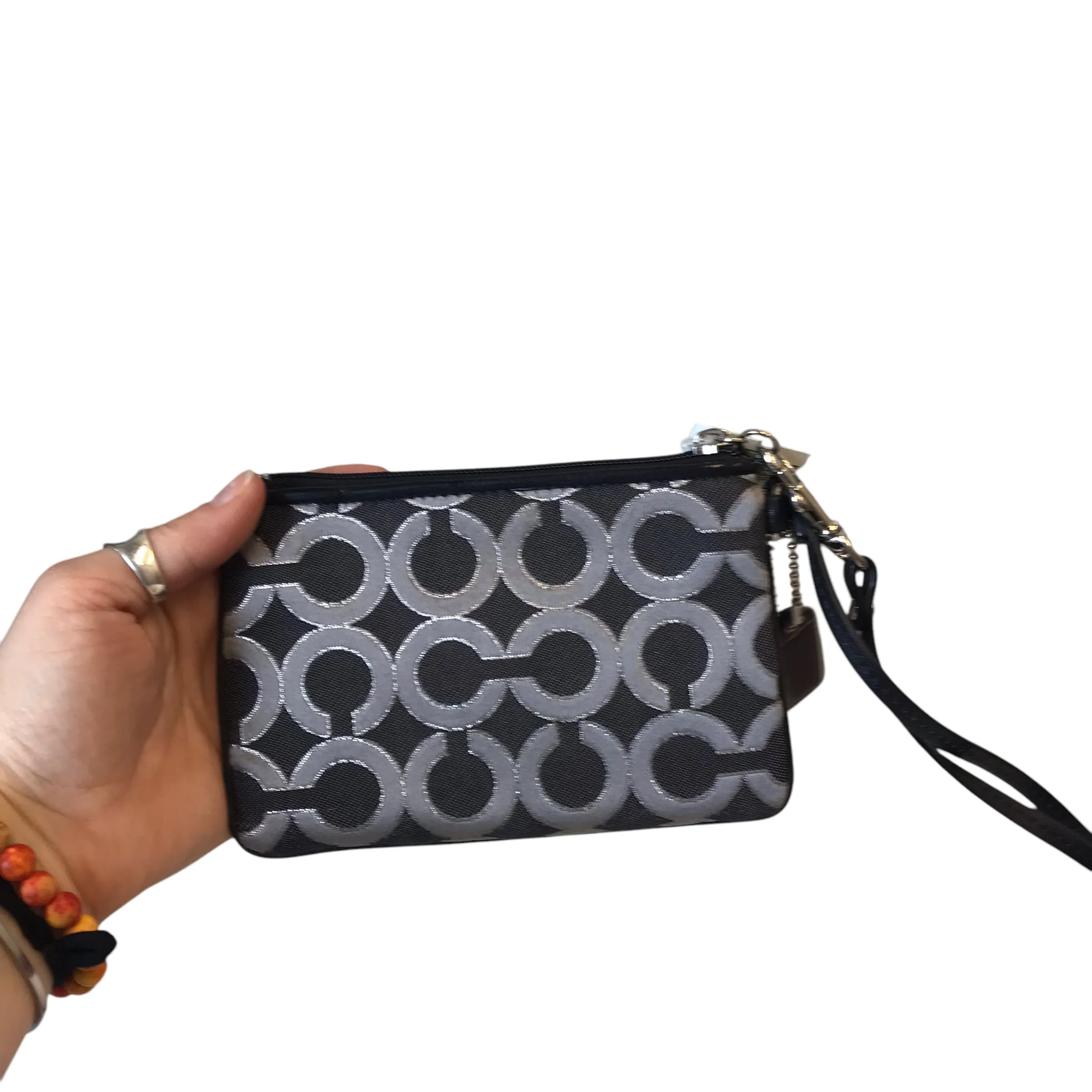 Coach Bags Wristlet Designer By Coach In Black & Silver, Size:Small