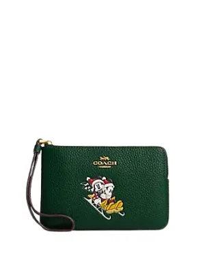 Coach Disney X Coach Corner Zip Wristlet With Sled Motif Coach Bags